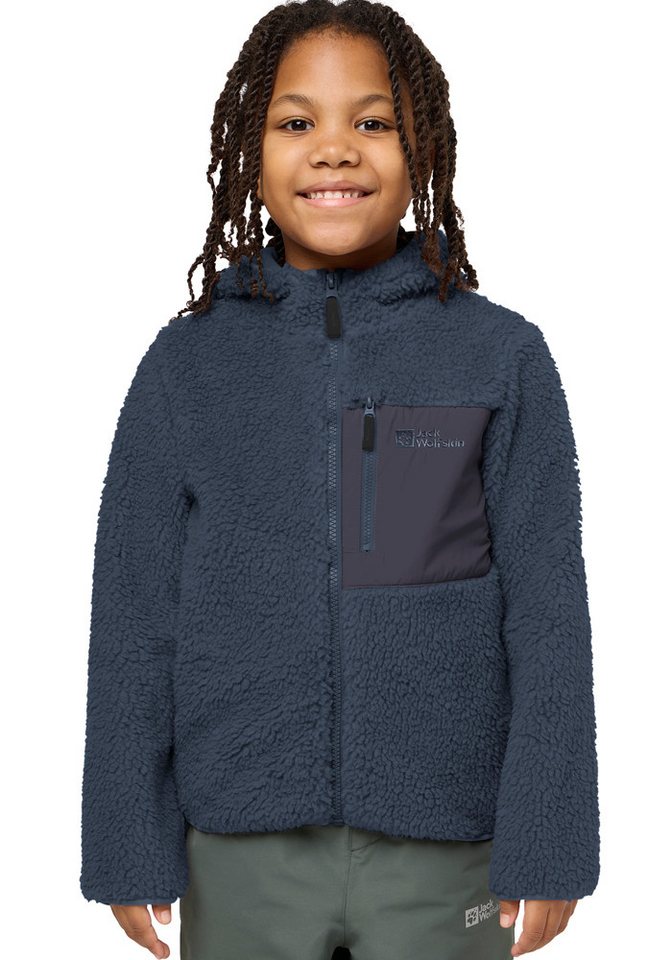 Jack Wolfskin Fleecejacke ICE CURL HOOD JACKET K Wärmend, winddicht, Übergangsjacke für Kinder von Jack Wolfskin