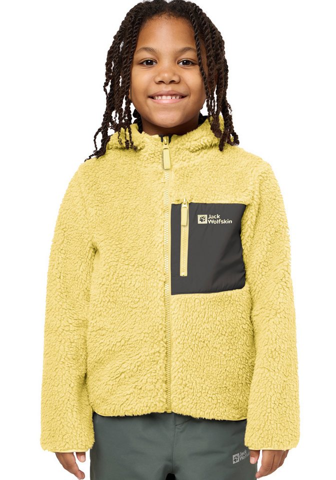Jack Wolfskin Fleecejacke ICE CURL HOOD JACKET K Wärmend, winddicht, Übergangsjacke für Kinder von Jack Wolfskin