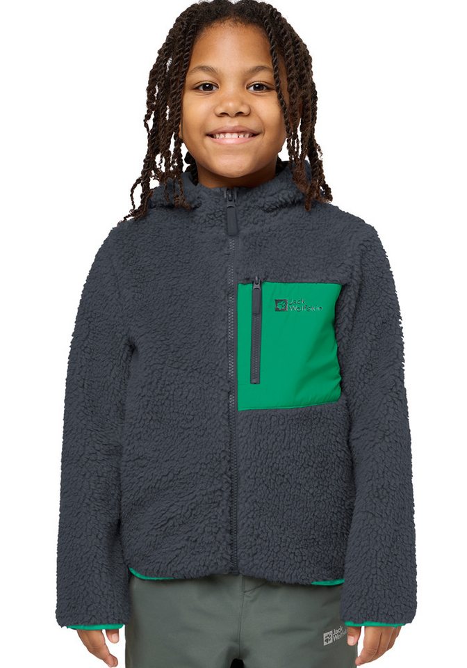Jack Wolfskin Fleecejacke ICE CURL HOOD JACKET K Wärmend, winddicht, Übergangsjacke für Kinder von Jack Wolfskin
