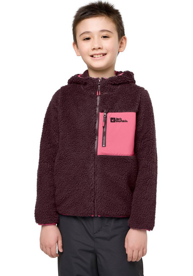 Jack Wolfskin Fleecejacke ICE CURL HOOD JACKET K Wärmend, winddicht, Übergangsjacke für Kinder von Jack Wolfskin