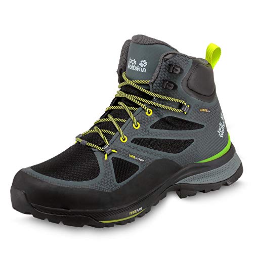 Jack Wolfskin Herren FORCE STRIKER TEXAPORE MID M Trekking- & Wanderstiefel, Grau (Dark Grey/Lime 6322), 43 EU von Jack Wolfskin