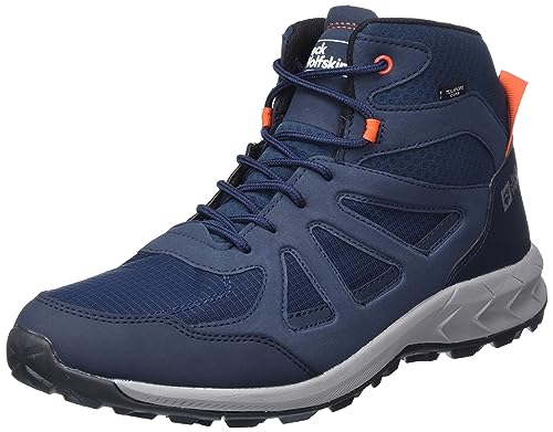 Jack Wolfskin Herren Woodland 2 Texapore Mid M Sneaker, Dark Blue/Red, 39.5 EU von Jack Wolfskin