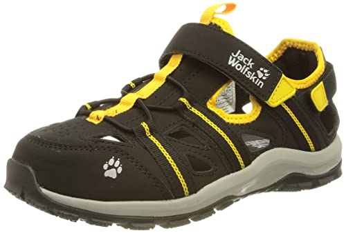 Jack Wolfskin Jungen Unisex Kinder Sun Climber K Sandale, Black/Burly Yellow Xt, 28 EU von Jack Wolfskin