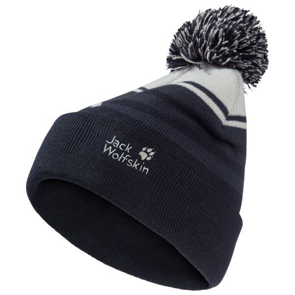 Jack Wolfskin - Kid's Stripy Pompom Beanie - Mütze Gr 51-53 cm schwarz von Jack Wolfskin