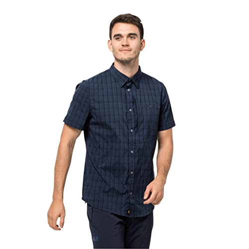 Jack Wolfskin RAYS STRETCH VENT SHIRT MEN, night blue checks, M von Jack Wolfskin