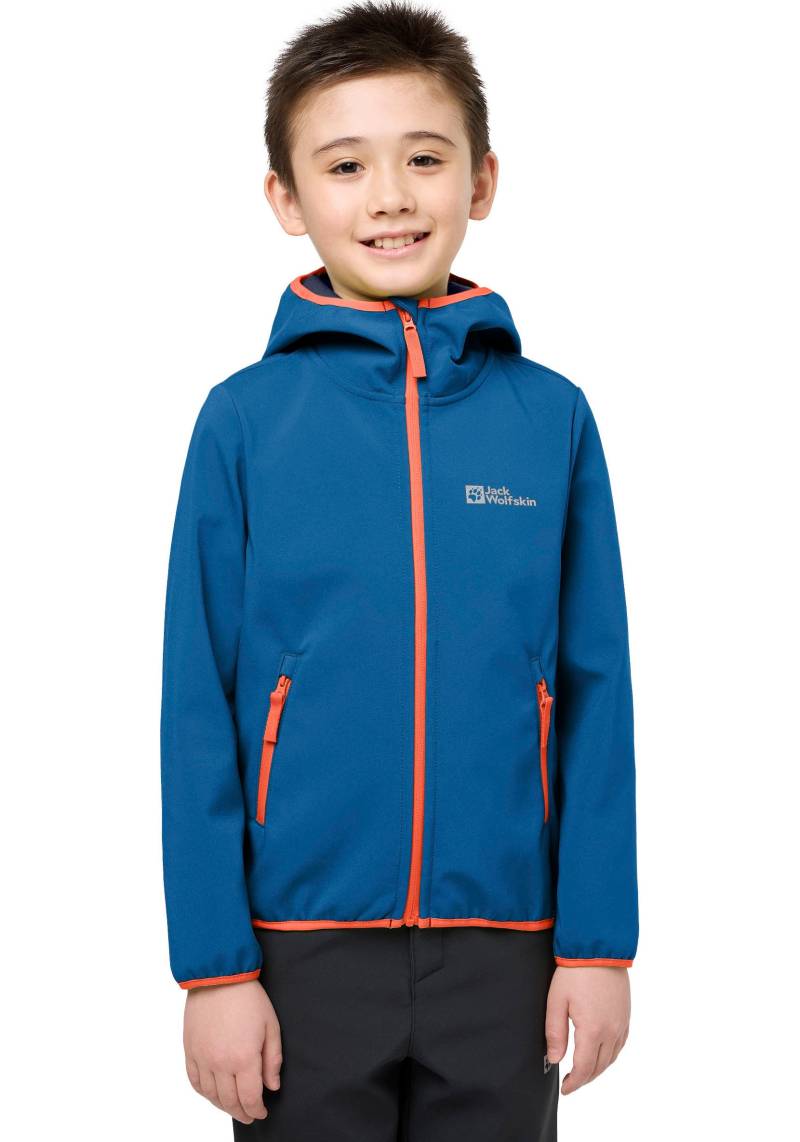 Jack Wolfskin Softshelljacke "FOURWINDS JACKET KIDS" mit Kapuze Winddicht, wasserabweisend, atmungsaktiv, Übergangsjacke für Kinder von Jack Wolfskin