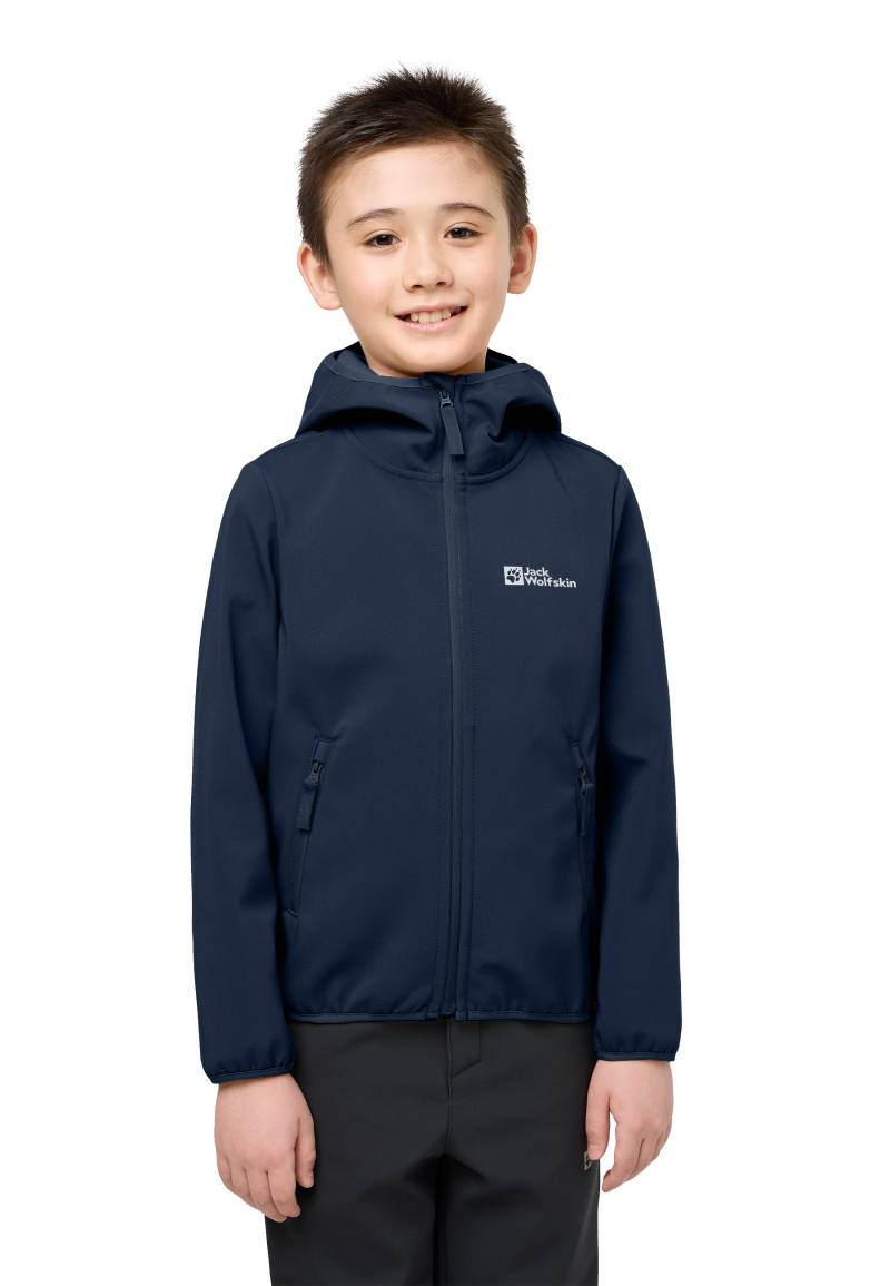 Jack Wolfskin Softshelljacke "FOURWINDS JACKET KIDS" mit Kapuze Winddicht, wasserabweisend, atmungsaktiv, Übergangsjacke für Kinder von Jack Wolfskin