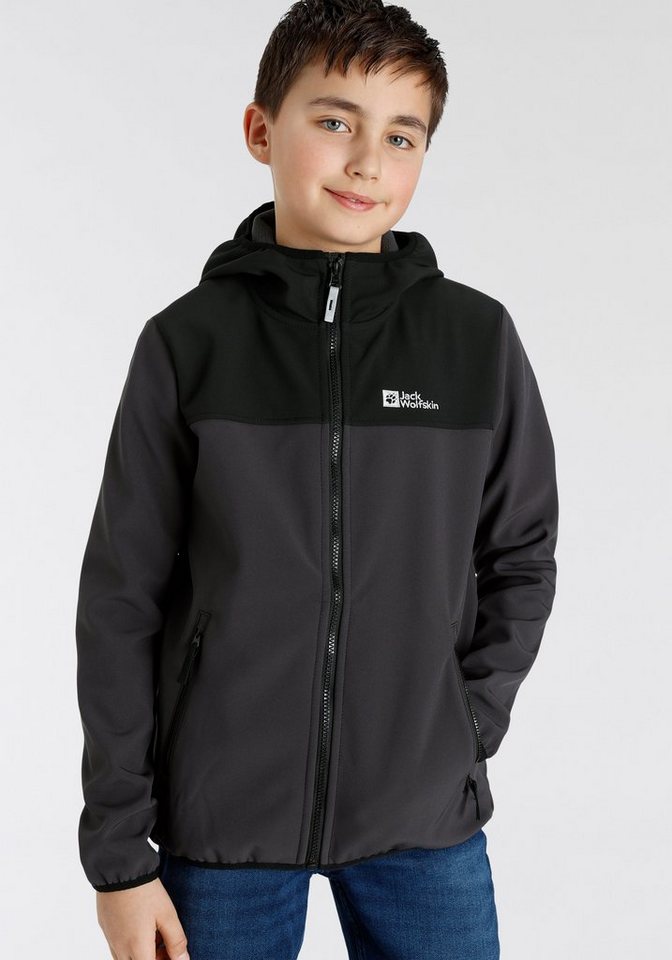 Jack Wolfskin Softshelljacke FOURWINDS JACKET KIDS mit farblich abgesetzten Details von Jack Wolfskin