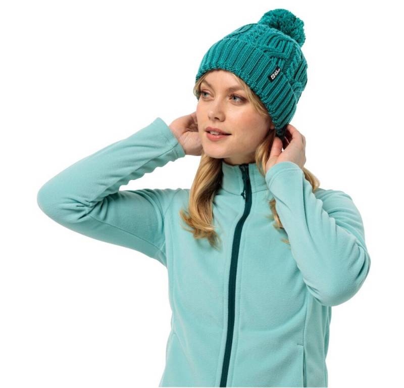 Jack Wolfskin Strickmütze Pompom Beanie (Fleece-Futter) - petrol Damen von Jack Wolfskin