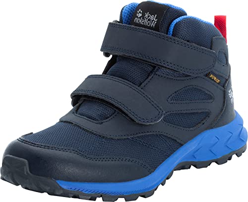 Jack Wolfskin Unisex Kinder Woodland Texapore Mid Vc K, Dark Blue / Red, 28 EU von Jack Wolfskin