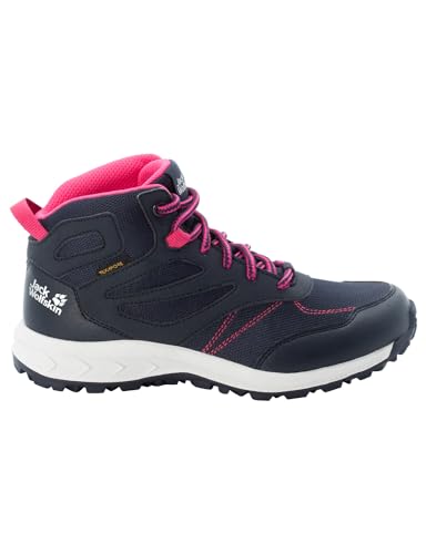 Jack Wolfskin Unisex Woodland Texapore Mid K Walking-Schuh, Night Blue/Pink, 35 EU von Jack Wolfskin