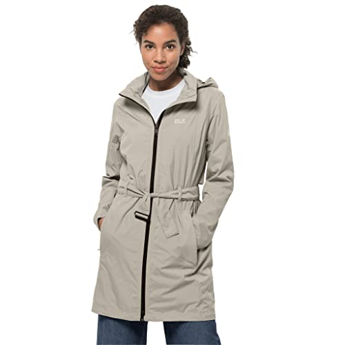 Jack Wolfskin W Norden Port Coat Beige - Wasserdichter funktioneller Damen Wetterschutzmantel, Größe XS - Farbe Dusty Gr von Jack Wolfskin