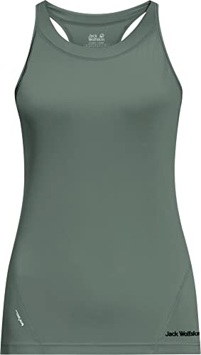 Jack Wolfskin W Tasman Tank Oliv - Funktionelles kühlendes Damen Tanktop, Größe L - Farbe Hedge Green von Jack Wolfskin