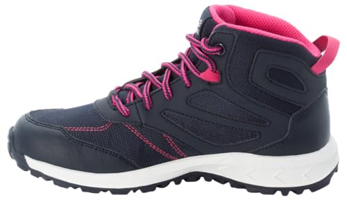 Jack Wolfskin Woodland Texapore Mid K Walking-Schuh, Night Blue/Pink, 33 EU von Jack Wolfskin