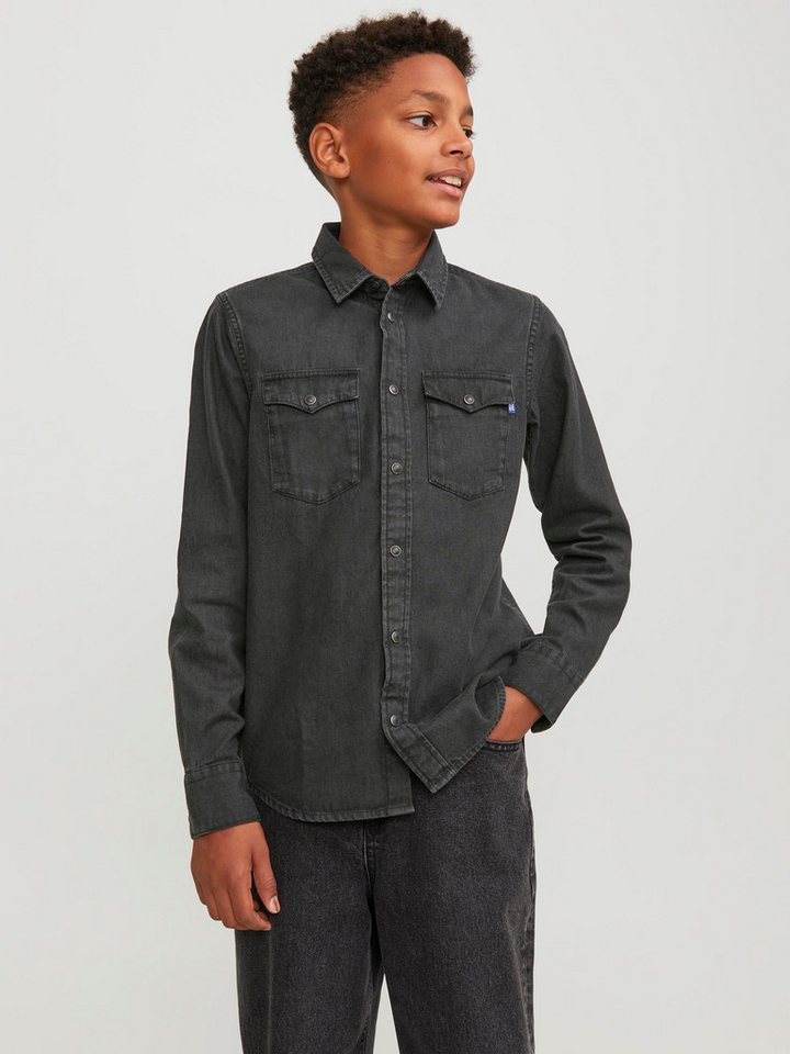 Jack & Jones Junior Jeanshemd JACK&JONES Jungen Kinder Hemd Langarm Schwarz Blau JJESHERIDAN JNR von Jack & Jones Junior