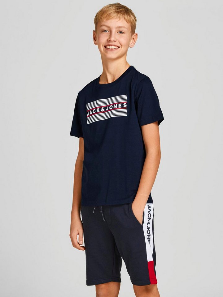 Jack & Jones Junior T-Shirt JACK&JONES Jungen Kinder T-Shirt Blau Navy Weiß JJECORP SS O-NECK JNR von Jack & Jones Junior