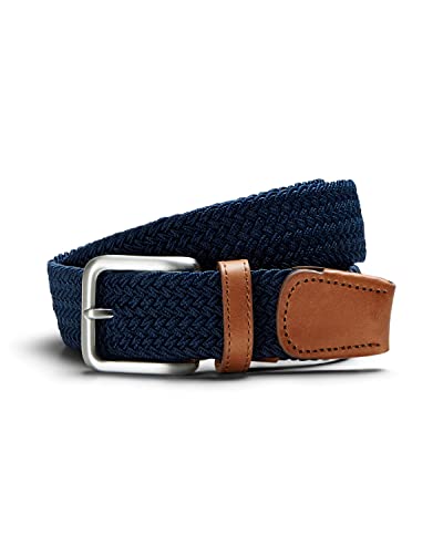 Herren Jack & Jones Elastischer Stoff Gürtel | Flecht Stretch Ledergürtel | Belt ohne Löcher JACSPRING, Farben:Navy, Größe Gürtel:80 von JACK & JONES