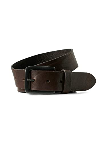 Herren Jack & Jones Basic Ledergürtel JACVICTOR Leather Belt Metallstiftschnalle, Farben:Dunkelbraun, Größe Gürtel:90 von JACK & JONES