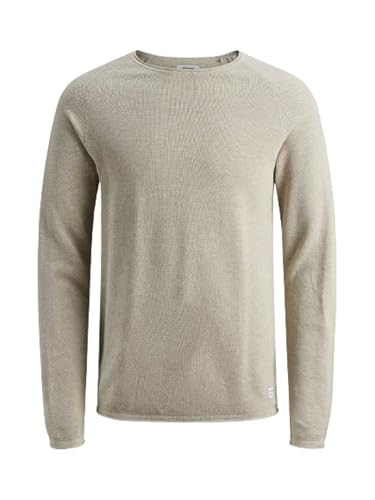 JACK & JONES 12157321 JJEHILL Knit Crew Neck NOOS, 176642001OATMEAL/MELANGE, XL von JACK & JONES