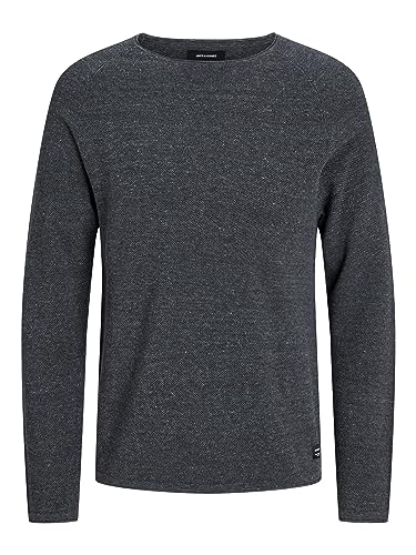 JACK & JONES Herren Strickpullover Rundhals Basic Langarm Sweater Baumwolle Shirt JJEHILL, Farben:Dunkelgrau,Größe Pullover:XXL von JACK & JONES