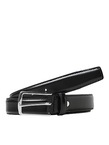 Herren Jack & Jones Legerer Echtleder Gürtel | Klassischer Leather Belt | mit Löcher JACCHRISTOPHER, Farben:Schwarz, Größe Gürtel:90 von JACK & JONES