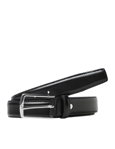 Herren Jack & Jones Legerer Echtleder Gürtel | Klassischer Leather Belt | mit Löcher JACCHRISTOPHER, Farben:Schwarz, Größe Gürtel:105 von JACK & JONES