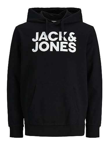 JACK & JONES Herren Corp Logo Sweat Hood Classic Kapuzen Sweatshirt Basic Sweater, Farben:Schwarz, Größe Pullover:L von JACK & JONES