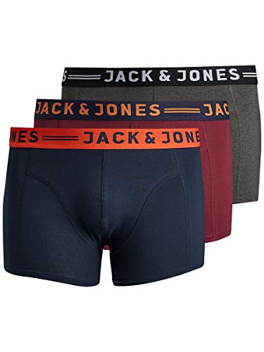 JACK & JONES PLUS Herren JACLICHFIELD Trunks NOOS 3 Pack PLS Unterwäsche, Burgundy, 4XL von JACK & JONES