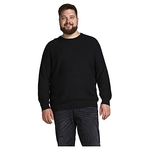 Jack & Jones Plus Herren JJEAARON Knit Crew Neck NOOS PS Sweatshirt, Black, EU5XL US3XL von JACK & JONES