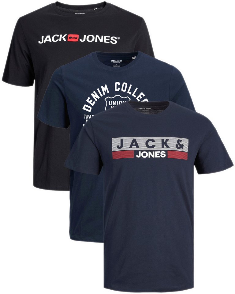 Jack & Jones Plus Print-Shirt (Spar-Set, 3er-Pack) Big Size Shirt, Übergröße aus Baumwolle von Jack & Jones Plus