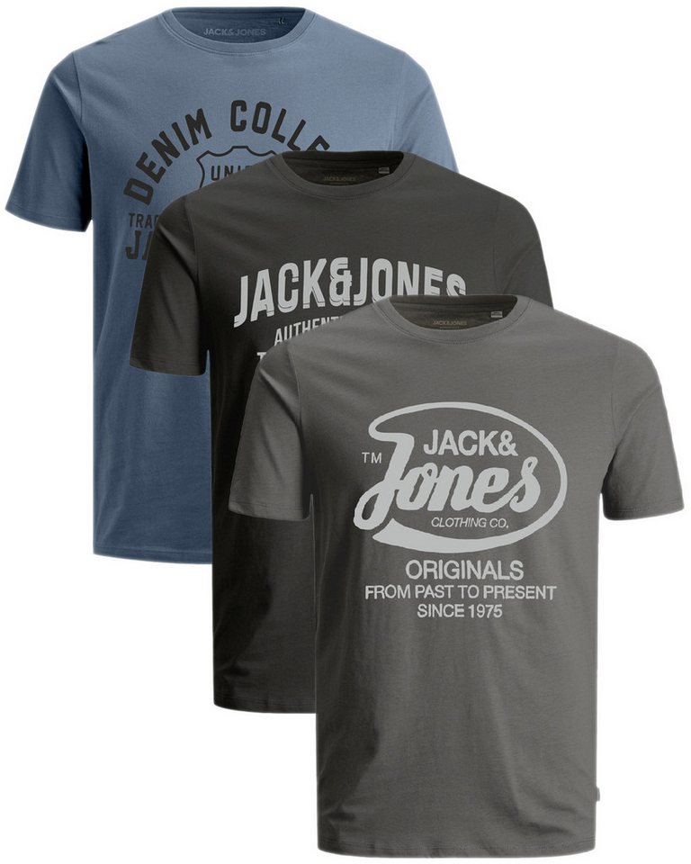 Jack & Jones Plus Print-Shirt (Spar-Set, 3er-Pack) Big Size Shirt, Übergröße aus Baumwolle von Jack & Jones Plus