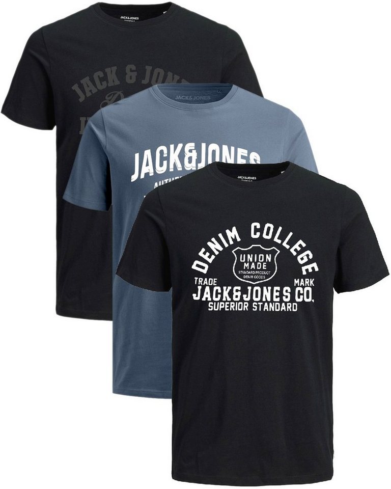 Jack & Jones Plus Print-Shirt (Spar-Set, 3er-Pack) Big Size Shirt, Übergröße aus Baumwolle von Jack & Jones Plus