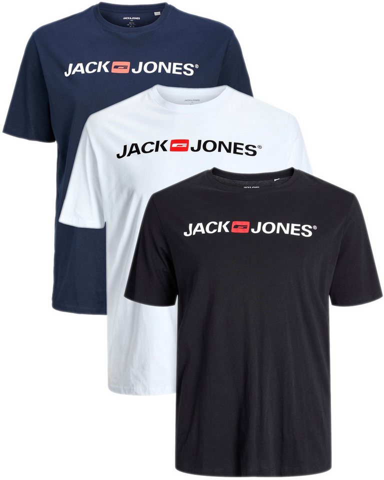 Jack & Jones Plus Print-Shirt (Spar-Set, 3er-Pack) Big Size Shirt, Übergröße aus Baumwolle von Jack & Jones Plus