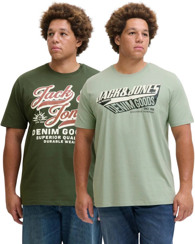 Jack & Jones PlusSize Print-Shirt (2er-Pack) Big Size Übergrößen T-Shirts im Doppelpack von Jack & Jones PlusSize