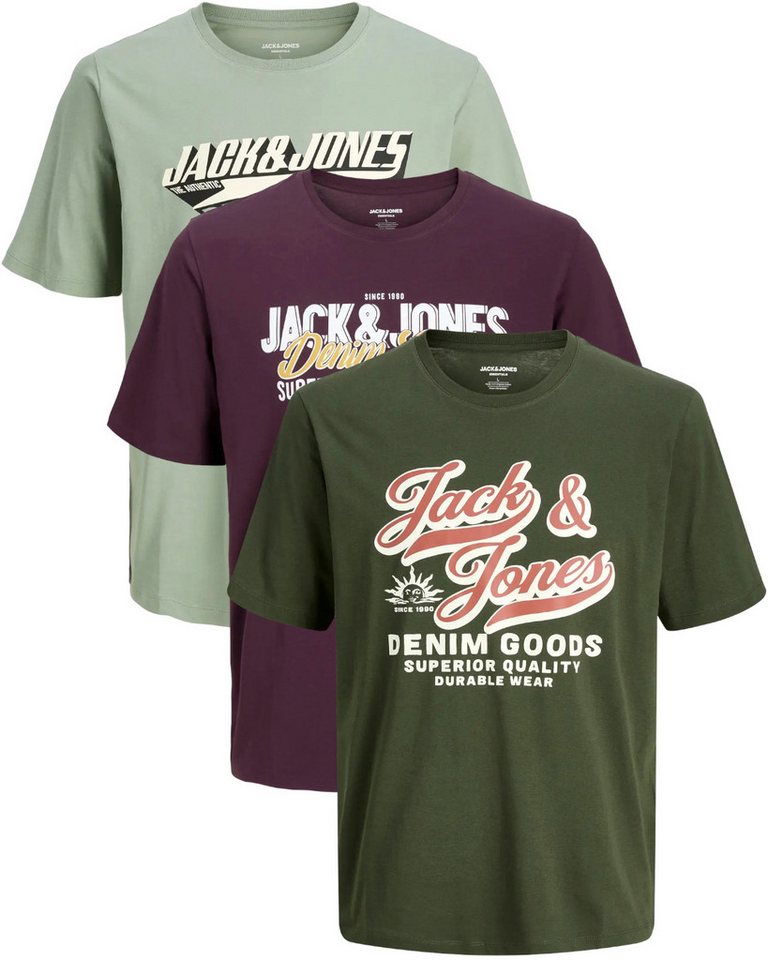 Jack & Jones PlusSize Print-Shirt (Spar-Set, 3er-Pack) Big Size Shirt Übergrößen Shirt von Jack & Jones PlusSize