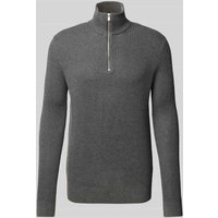 Jack & Jones Premium Strickpullover mit Troyer-Kragen Modell 'RBLALIAM' in Anthrazit, Größe XXL von Jack & Jones Premium
