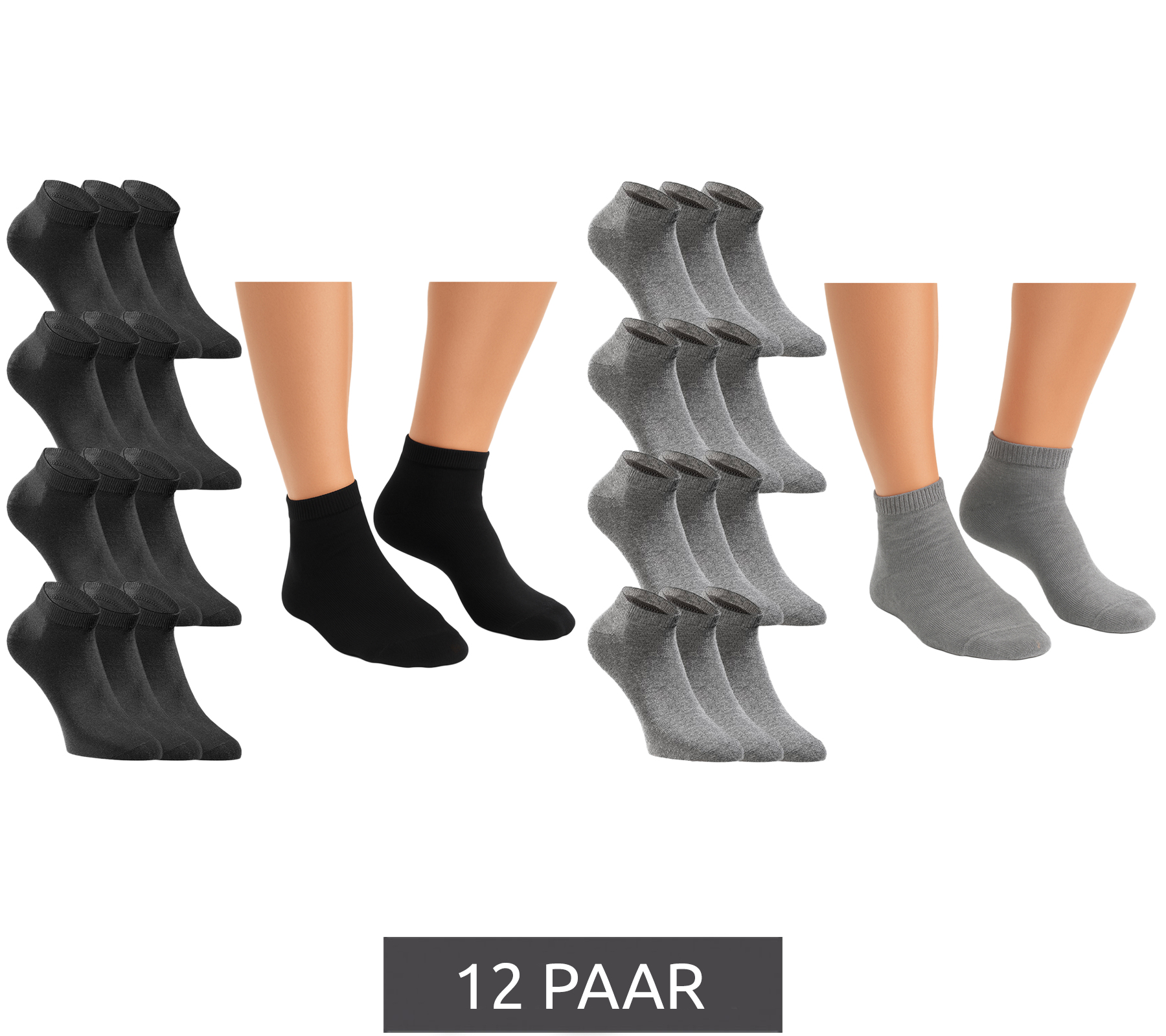 12 Paar JACK & JONES Short Sock Damen Sneaker-Socken Sport-Strümpfe Baumwoll Quarter-Socken 12260511 in Schwarz oder Grau 12 Paar JACK & JONES Short Sock Damen Sneaker-Socken Sport-Strümpfe Baumwoll Quarter-Socken 12260511 in Schwarz oder Grau von Jack & Jones