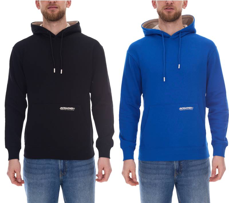 JACK & JONES Elegacy Herren Hoodie Kapuzen-Pullover Baumwoll-Sweater 12256534 in Schwarz oder Blau von Jack & Jones
