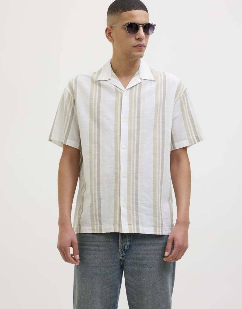 Jack & Jones - Hemd in Wollweiß mit sommerlichem Streifenmuster-Neutral von Jack & Jones