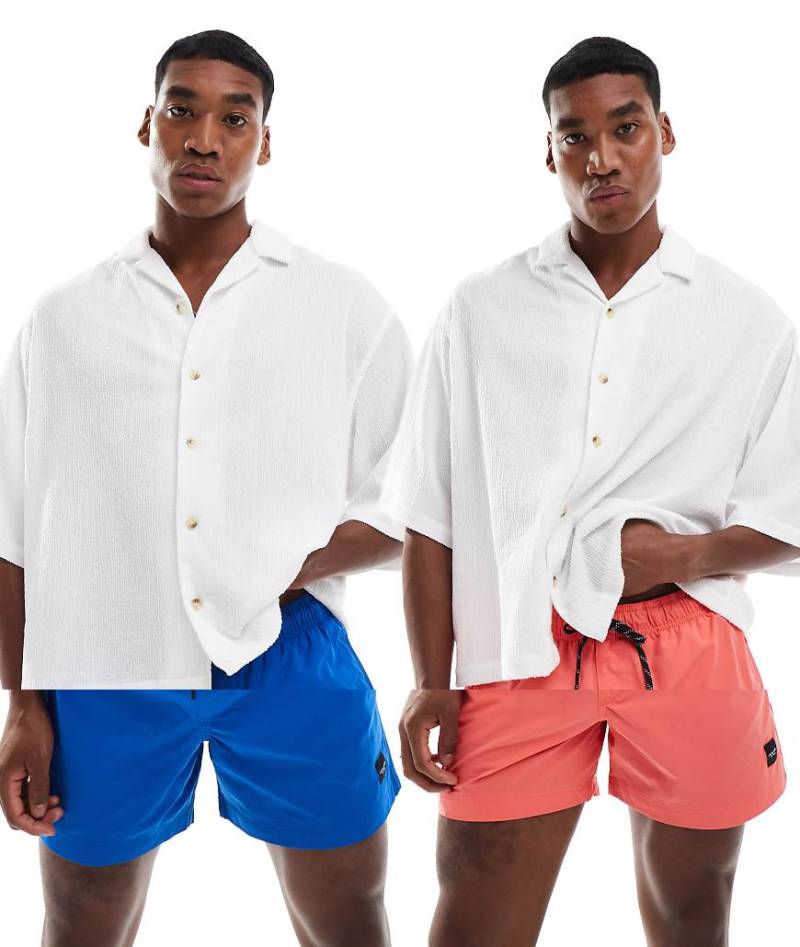 Jack & Jones - 2er-Pack Badeshorts in Rosa und Blau-Orange von Jack & Jones