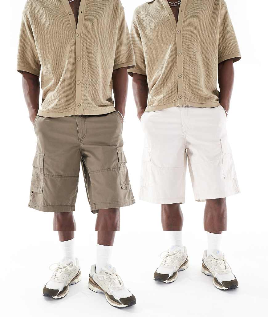 Jack & Jones - 2er-Pack Cargo-Shorts in Khaki und Cremeweiß-Grün Jack & Jones - 2er-Pack Cargo-Shorts in Khaki und Cremeweiß-Grün von Jack & Jones