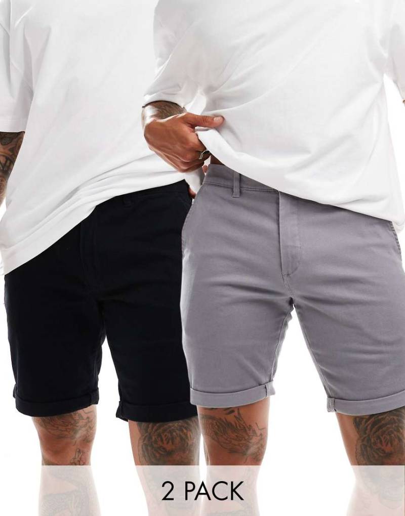 Jack & Jones - 2er-Pack Chino-Shorts in Grau und Schwarz-Bunt von Jack & Jones