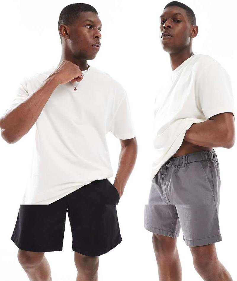 Jack & Jones - 2er-Pack Chino-Shorts in Grau und Schwarz von Jack & Jones