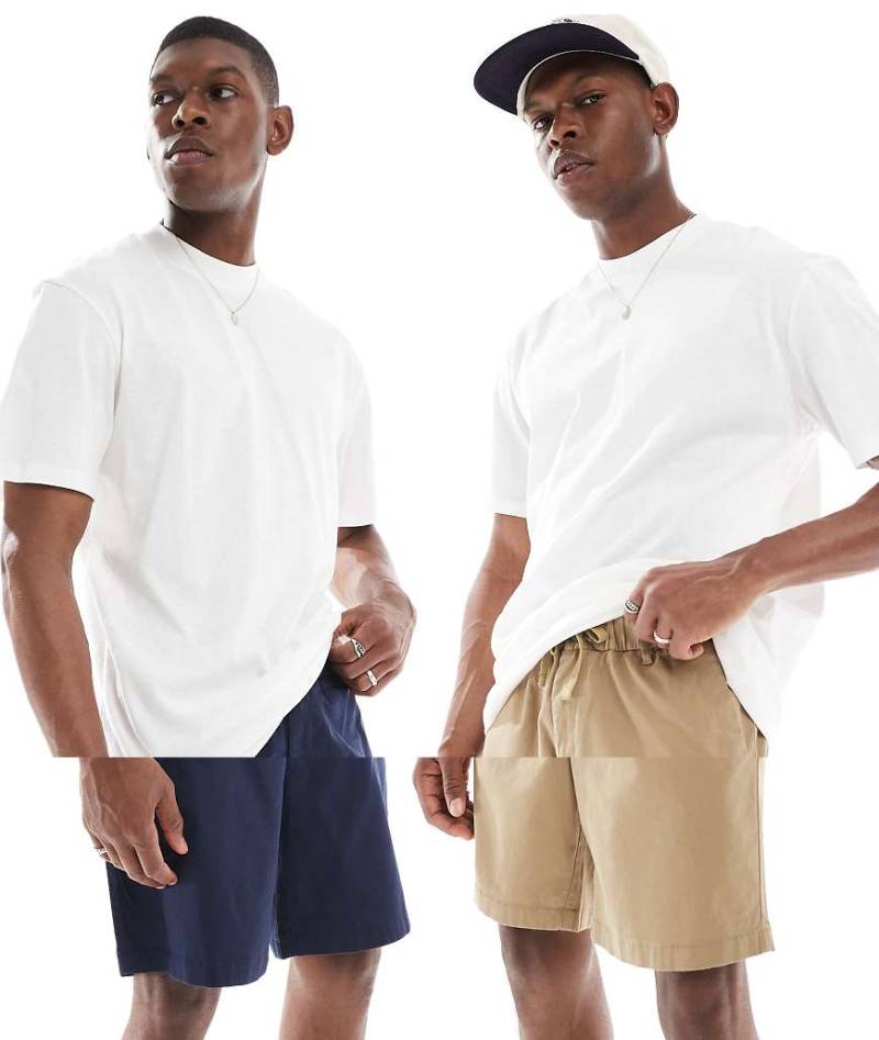 Jack & Jones - 2er-Pack Chino-Shorts in Hellbraun und Marineblau-Neutral von Jack & Jones