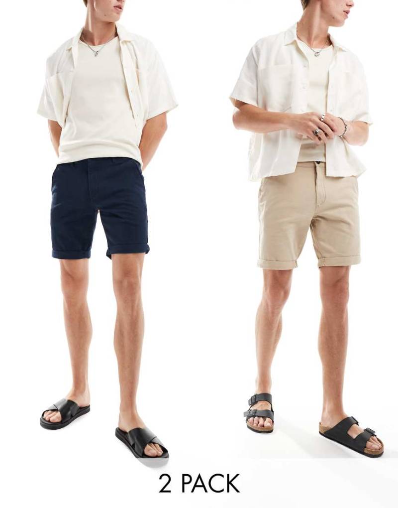 Jack & Jones - 2er-Pack Chino-Shorts in Marineblau und Hellbraun-Bunt von Jack & Jones
