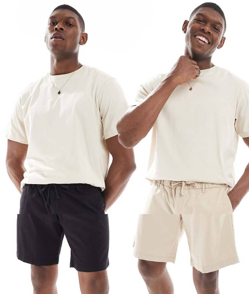 Jack & Jones - 2er-Pack Chino-Shorts in Schwarz und Creme von Jack & Jones