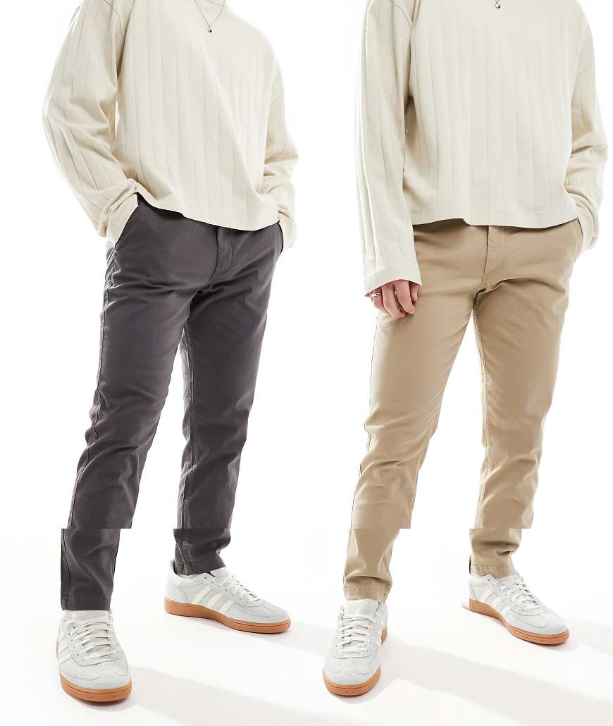 Jack & Jones - 2er-Pack Chinohosen in Beige und Dunkelgrau-Bunt von Jack & Jones