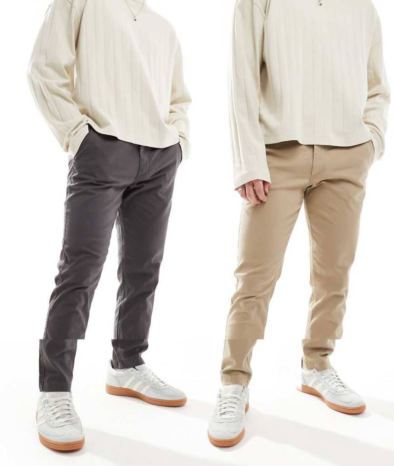 Jack & Jones - 2er-Pack Chinohosen in Beige und Dunkelgrau-Bunt von Jack & Jones