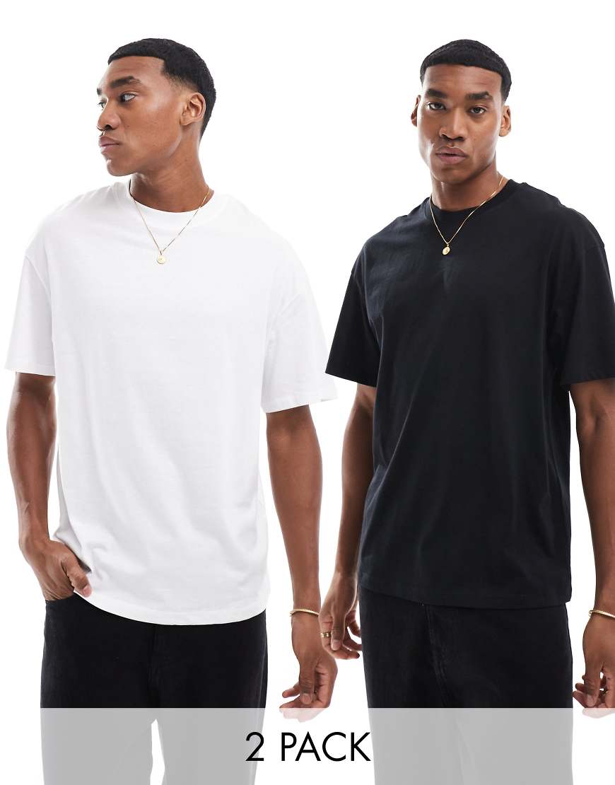 Jack & Jones - 2er-Pack Oversize-T-Shirts in Weiß und Schwarz-Bunt Jack & Jones - 2er-Pack Oversize-T-Shirts in Weiß und Schwarz-Bunt von Jack & Jones