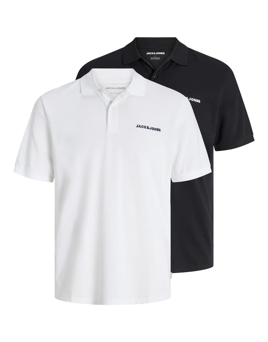 Jack & Jones - 2er-Pack Poloshirts in Schwarz und Weiß von Jack & Jones